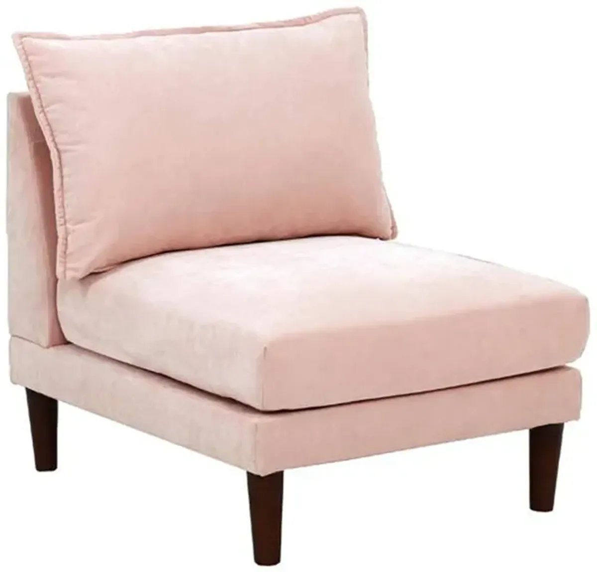 Rio 33 Inch Modular Armless Sofa Chair, Lumbar Cushion, Blush Pink - Benzara