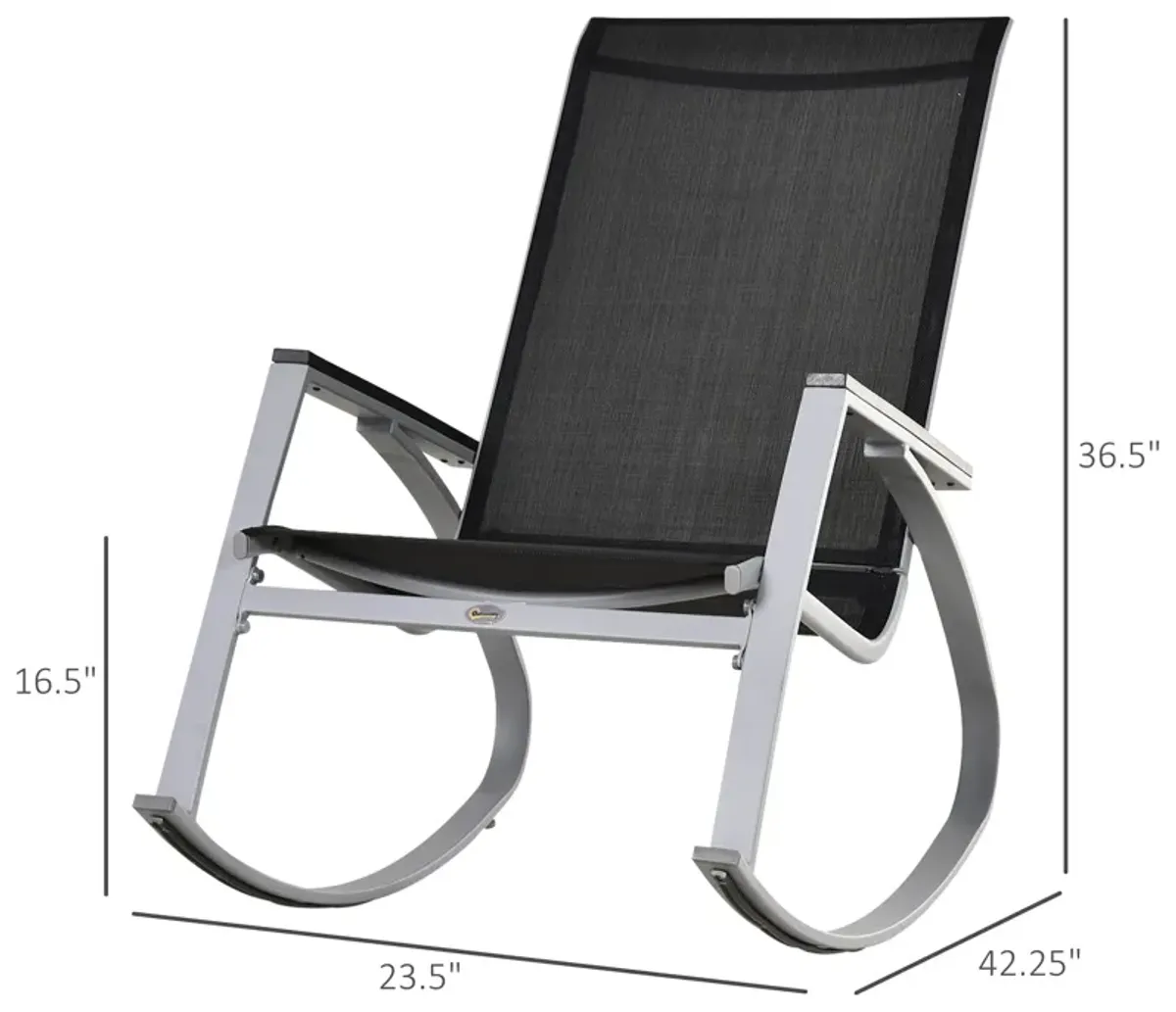 Modern Outdoor Seater: Black/Silver Porch Rocking Sling Chair