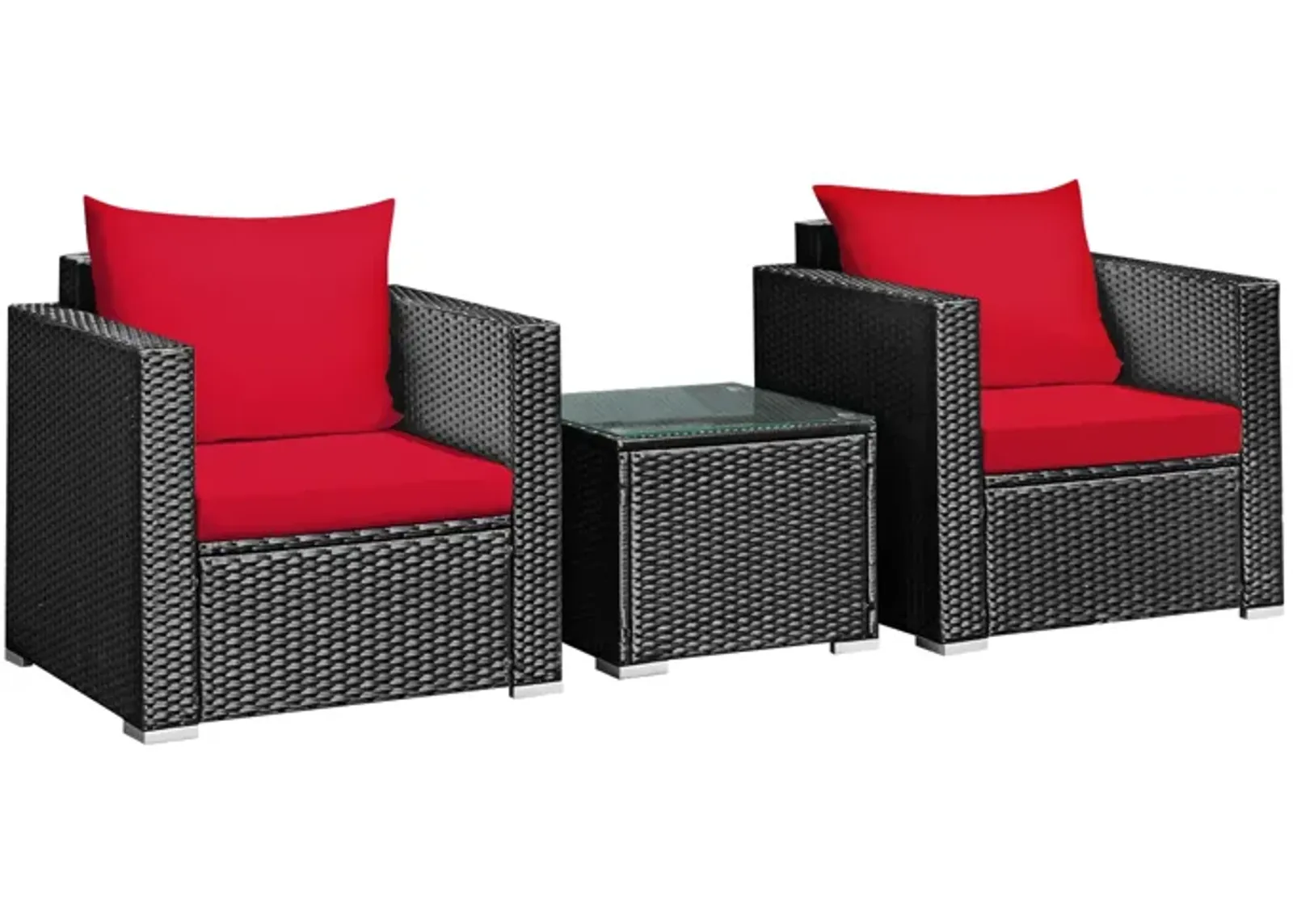 3 Pieces Patio Wicker Conversation Set�with Cushion