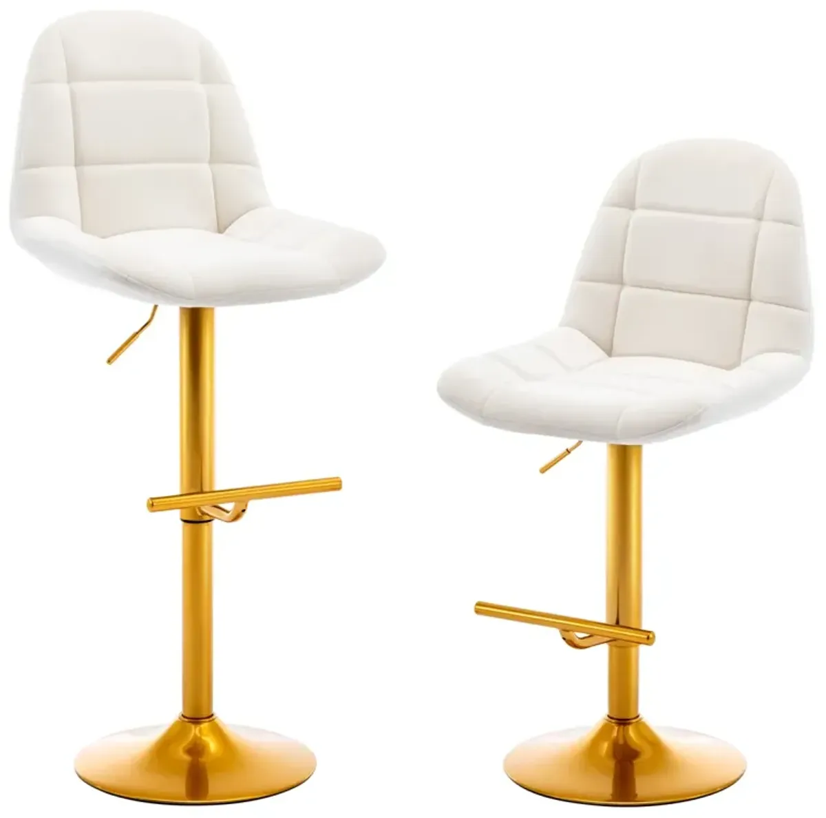 Modern Velvet Swivel Bar Stools Set-2 Adjustable Chairs