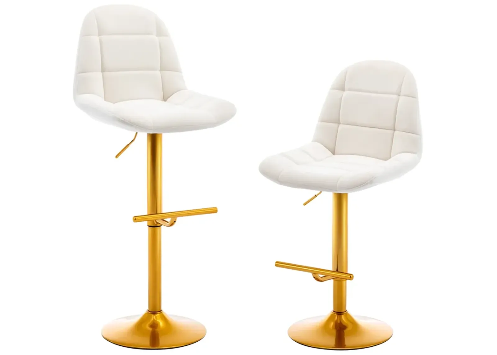 Modern Velvet Swivel Bar Stools Set-2 Adjustable Chairs