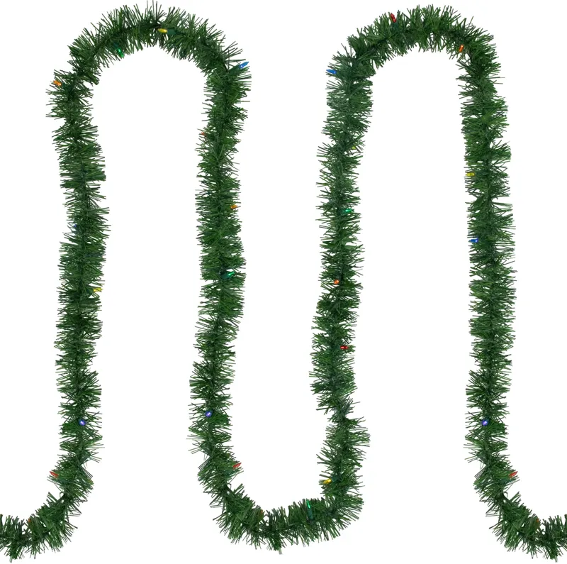 18' Pre-Lit LED Pine Artificial Christmas Garland  Multicolor Lights