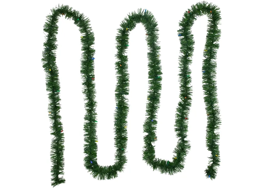 18' Pre-Lit LED Pine Artificial Christmas Garland  Multicolor Lights