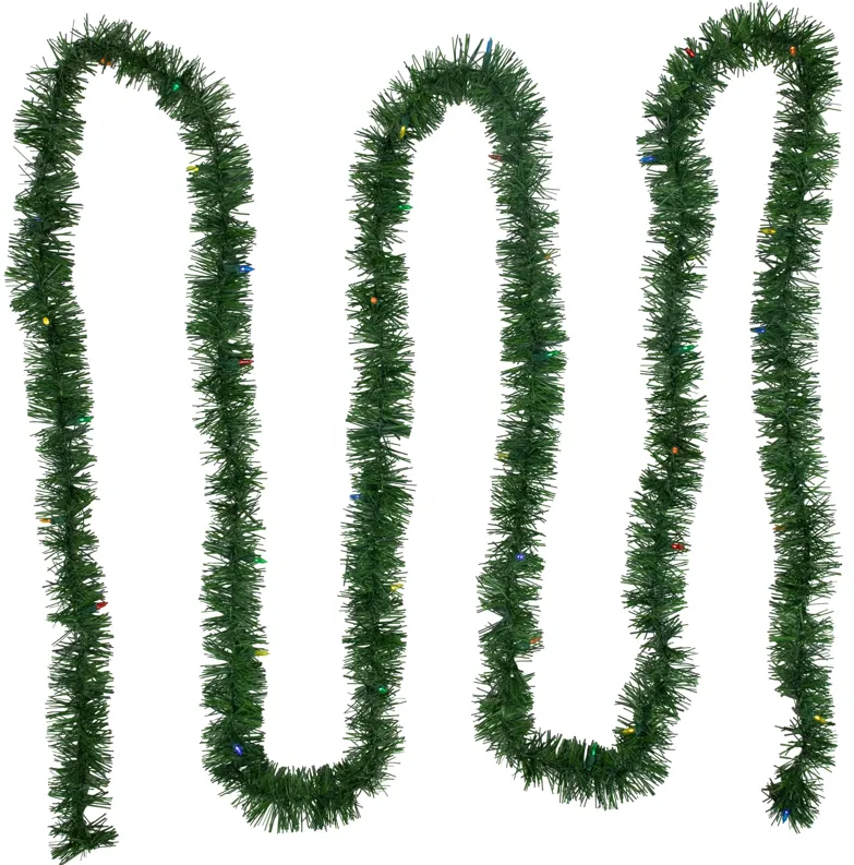 18' Pre-Lit LED Pine Artificial Christmas Garland  Multicolor Lights