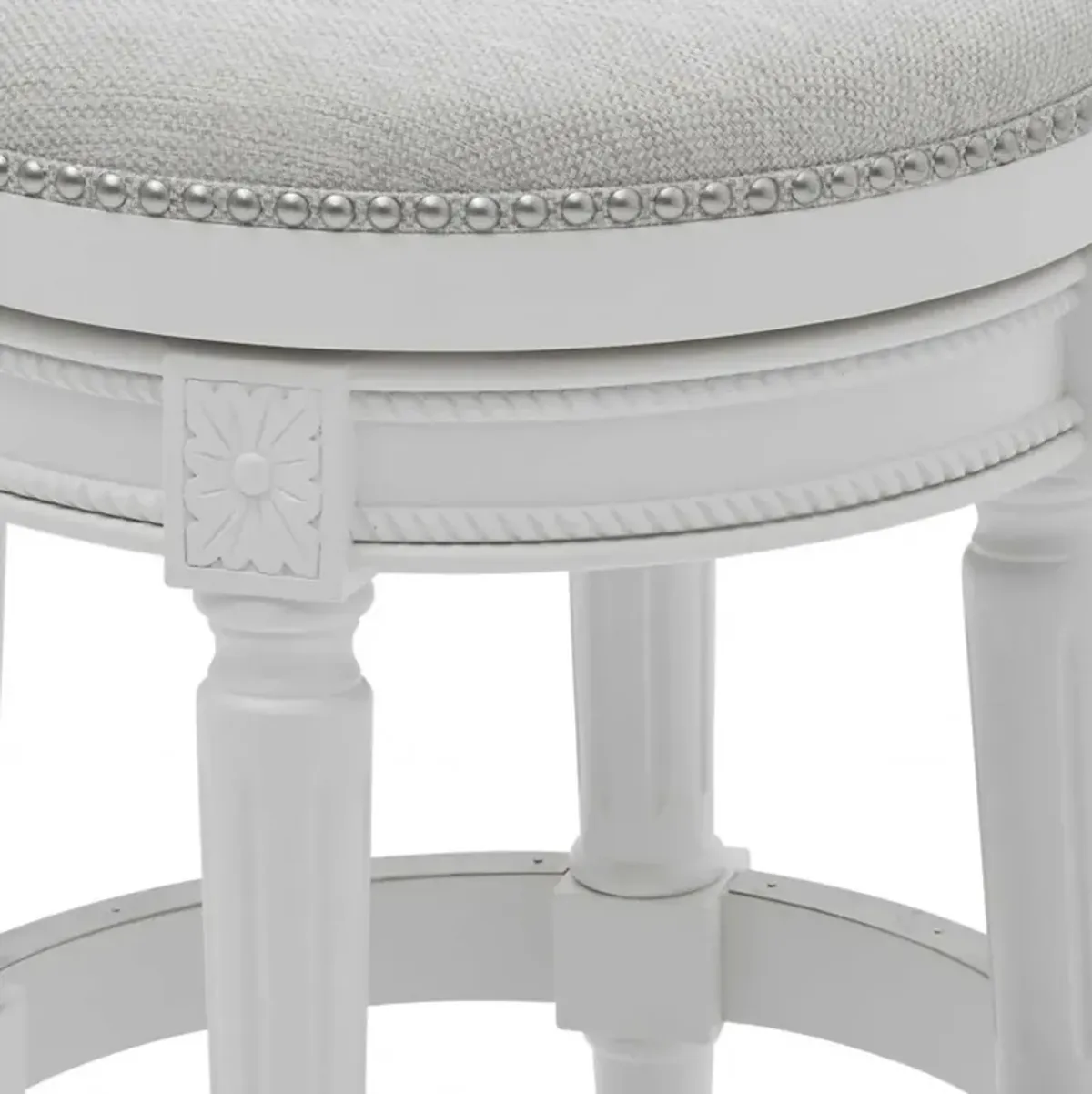 Backless Swivel Bar Stool with Fabric Seat and Solid Wood Base for Kitchen or Home Bar