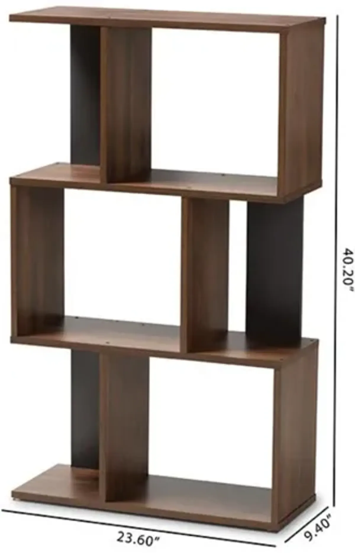 Legende Modern and Contemporary Brown and Dark Grey Finished Display Bookcase