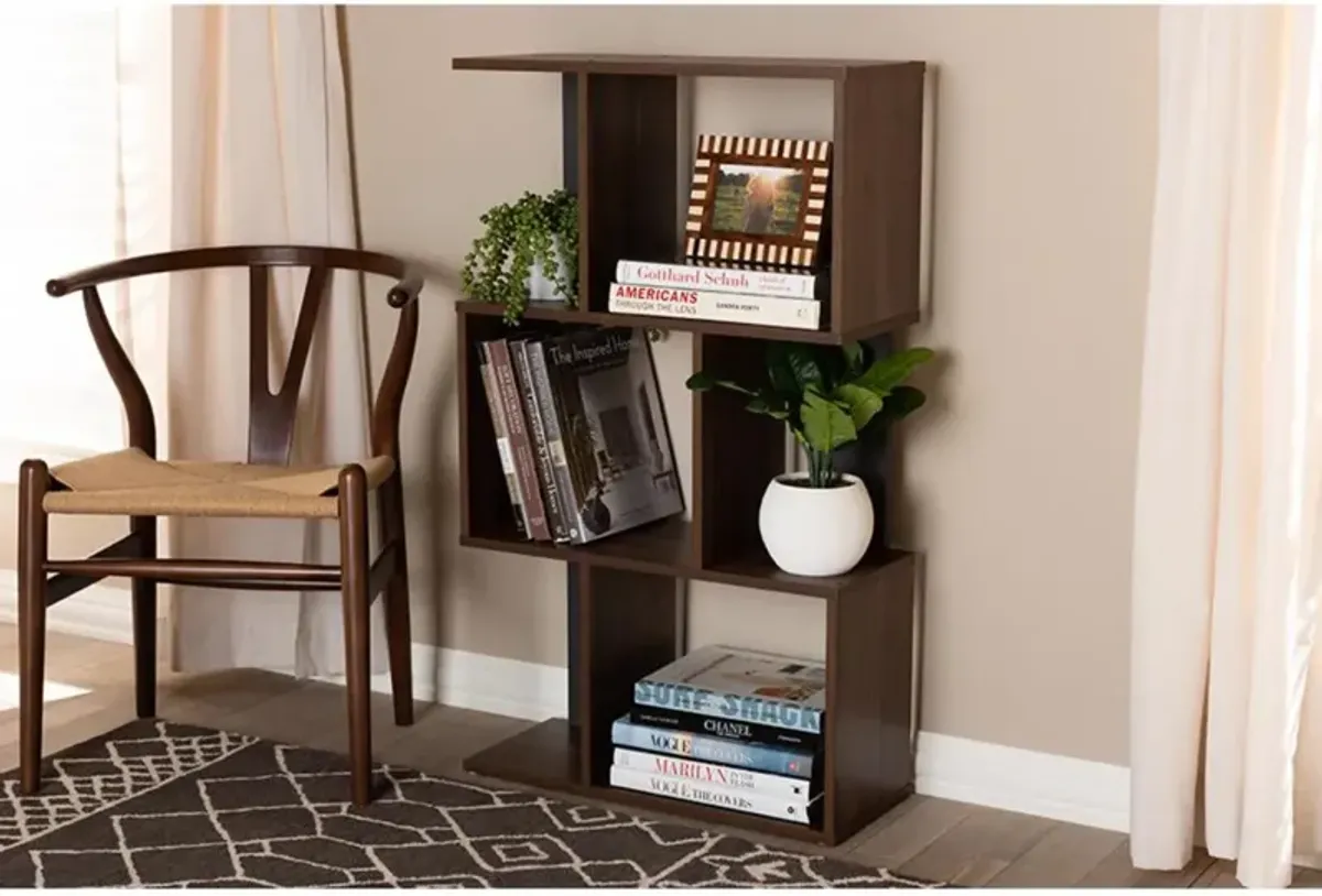 Legende Modern and Contemporary Brown and Dark Grey Finished Display Bookcase