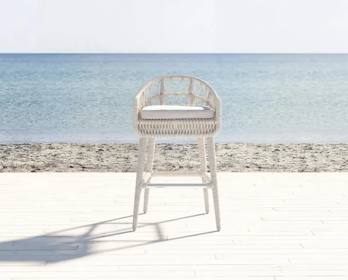 Dana Rope Bar Stool in Linen Canvas w/ Self Welt