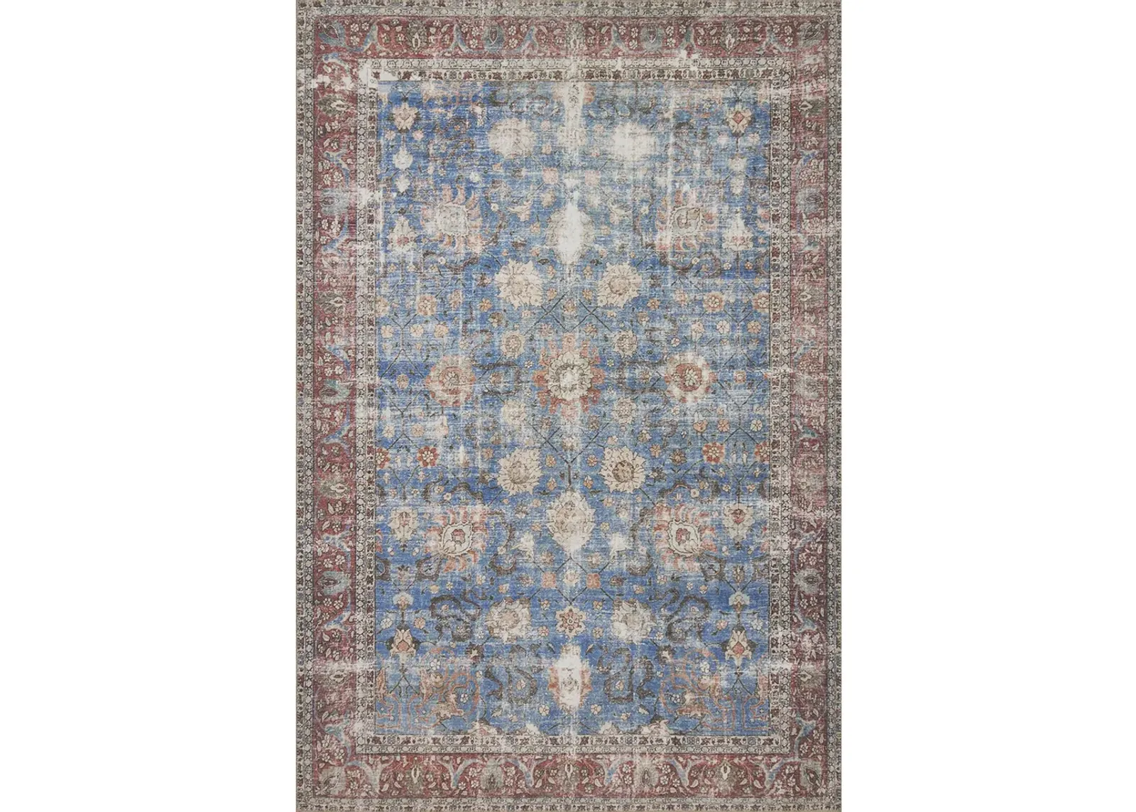 Loren LQ01 Blue/Brick 3'6" x 5'6" Rug