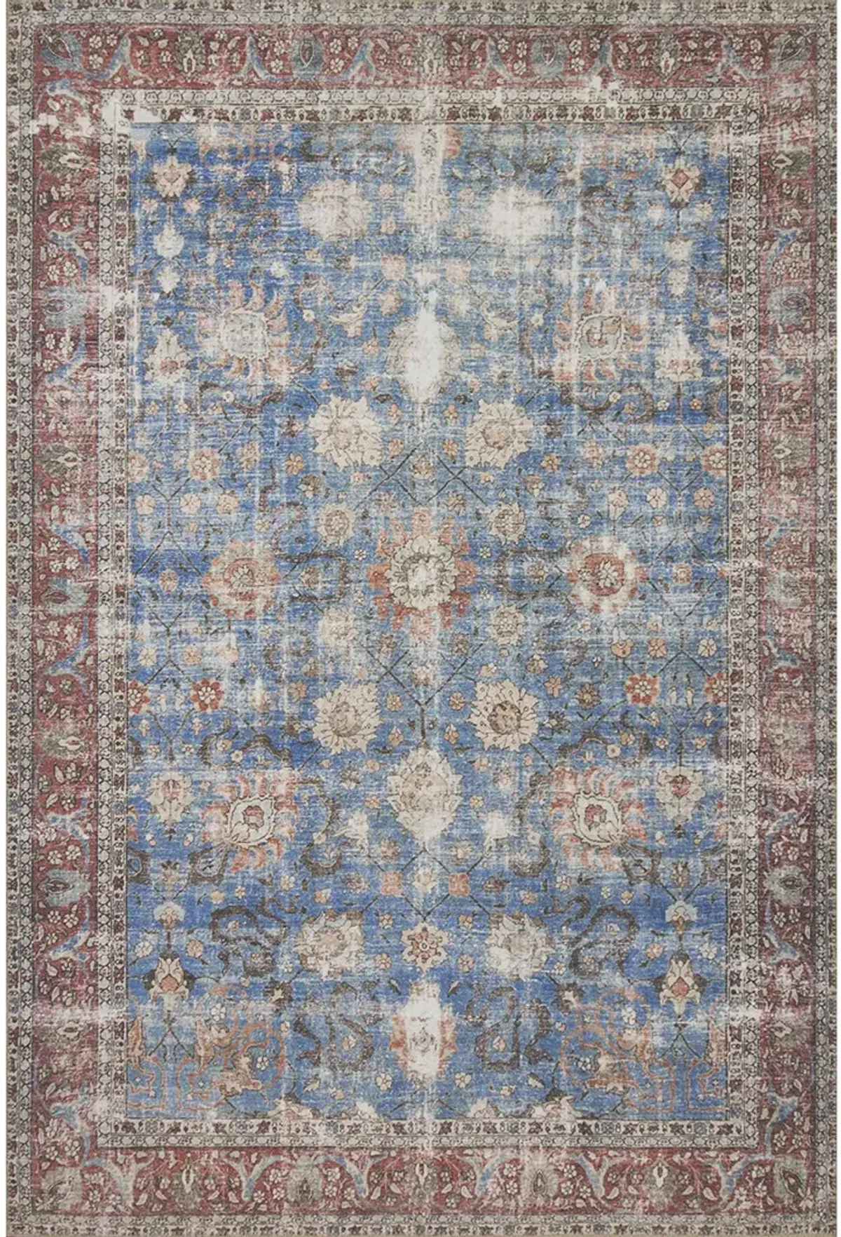 Loren LQ01 Blue/Brick 3'6" x 5'6" Rug