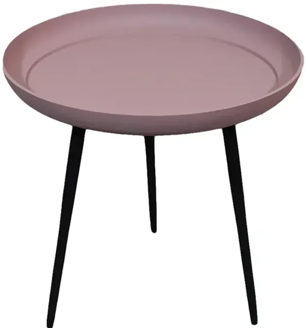 Handmade Aluminium And Iron Round Tray Ivory Color Side Table