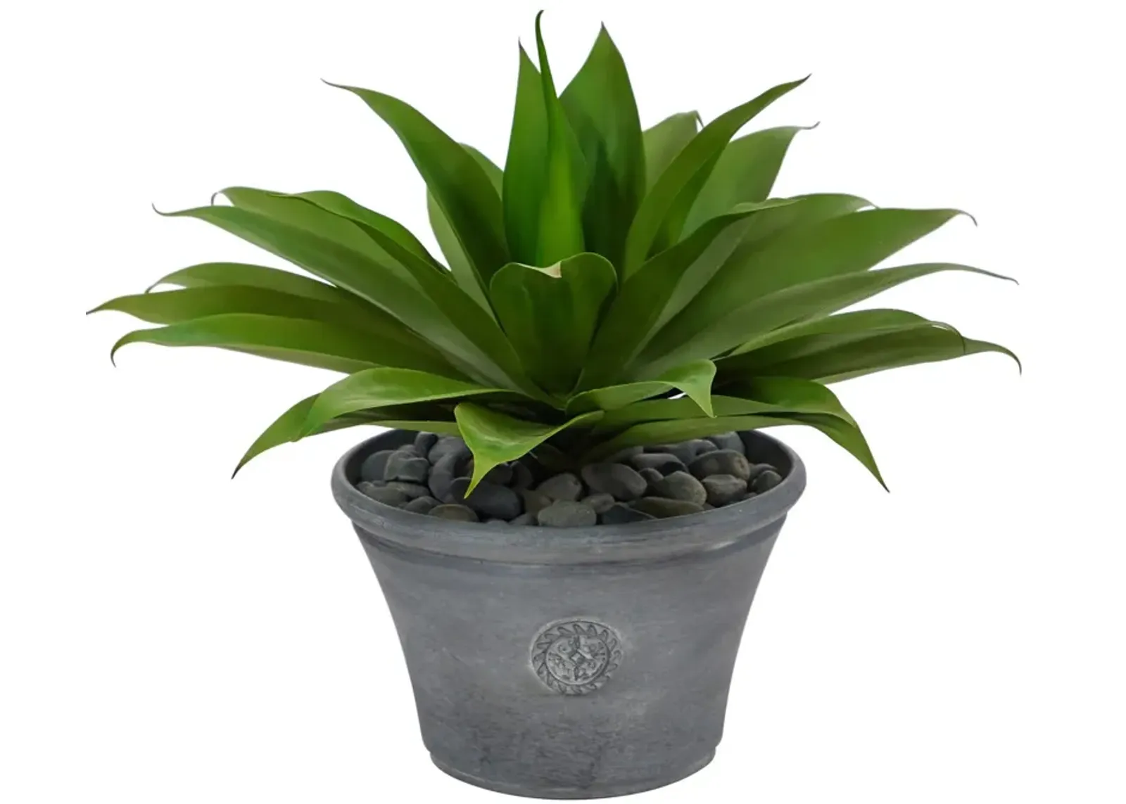 Nearly Natural 22-in Agave Succulent Artificial Plant in Gray Planter