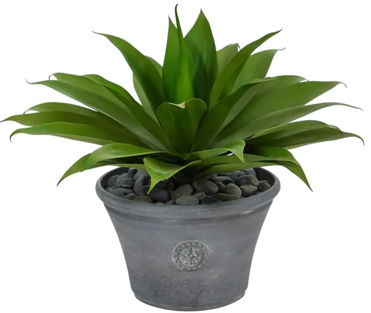 Nearly Natural 22-in Agave Succulent Artificial Plant in Gray Planter