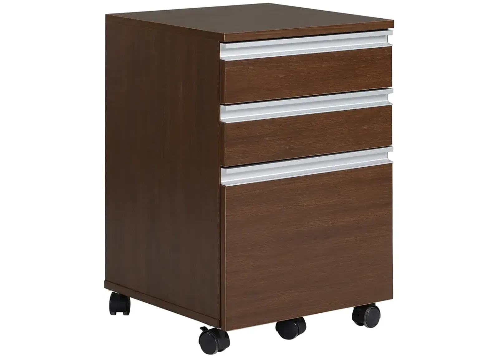 Brown Mobile Organizer: 3-Drawer Rolling File Cabinet for Office