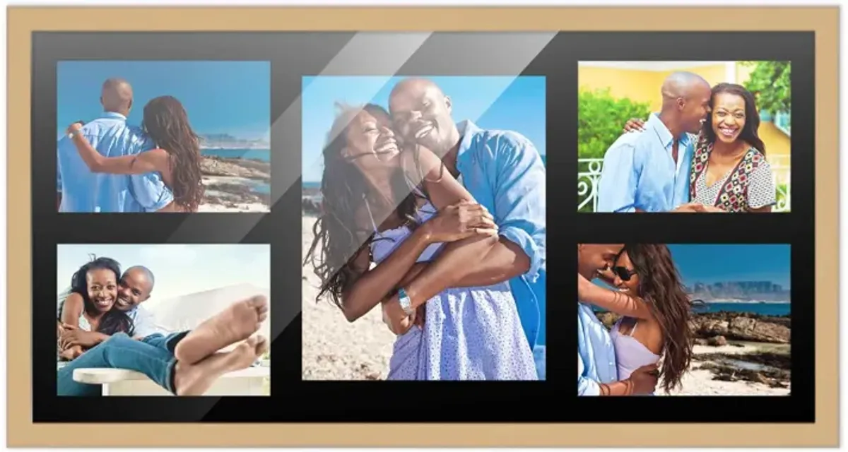 12x24.5 Wood Collage Frame with a Black Mat for 8x10 & 5x7 Pictures