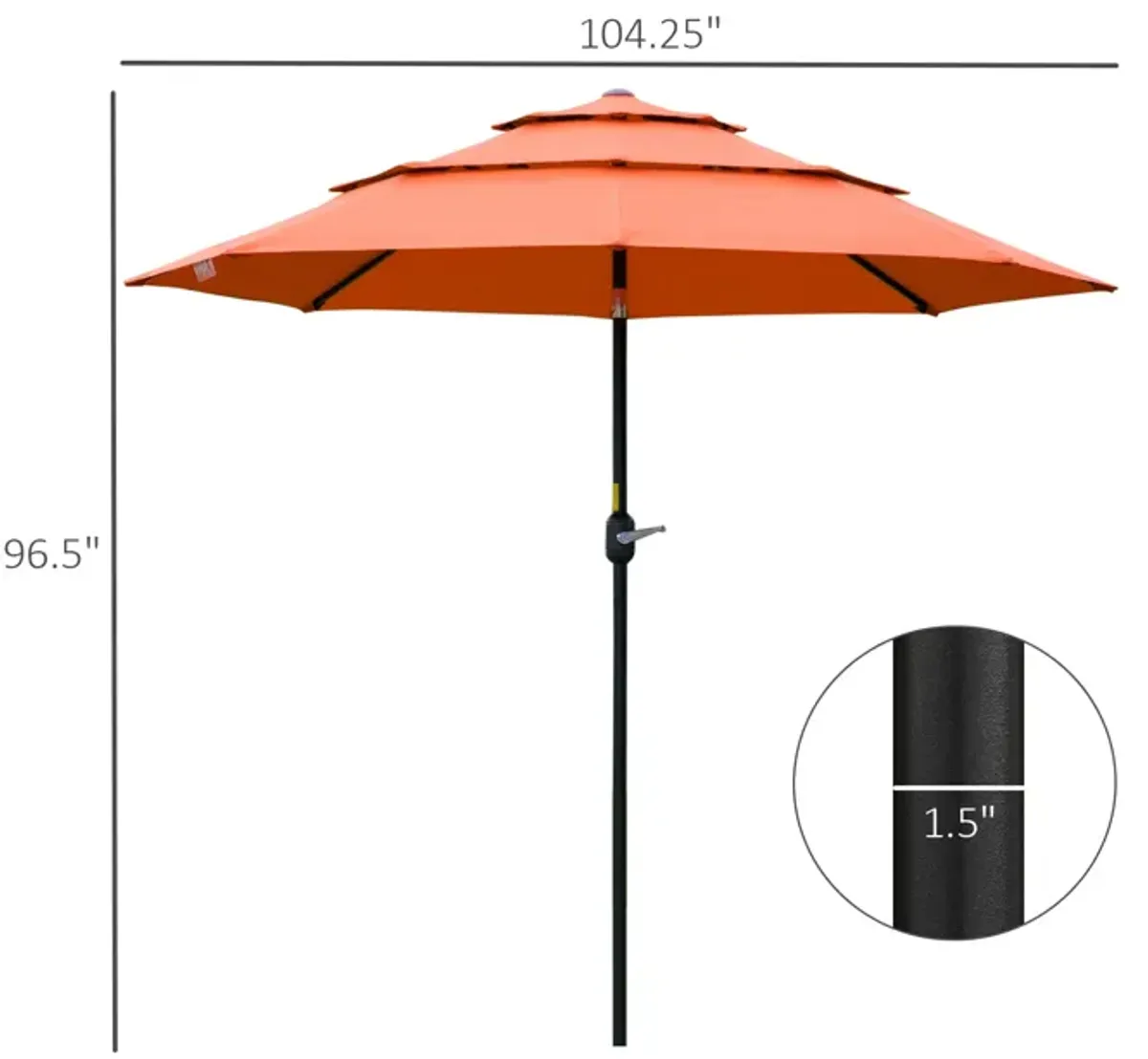 Orange Outdoor Shade: 9ft 3-Tier Market Umbrella with Crank