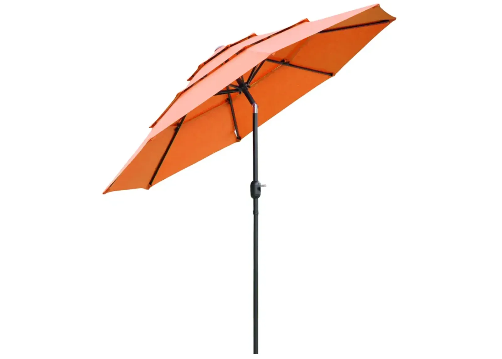 Orange Outdoor Shade: 9ft 3-Tier Market Umbrella with Crank