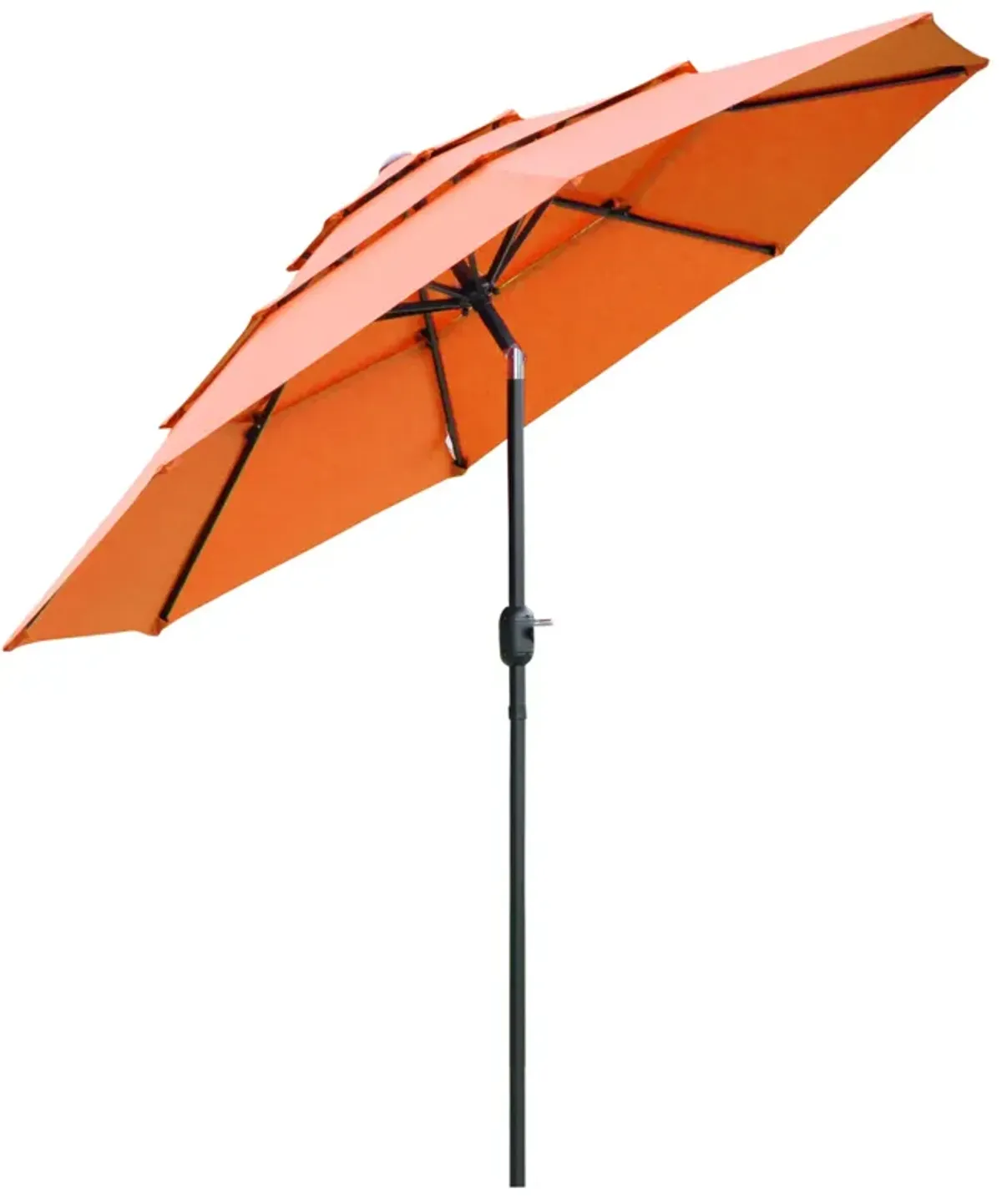 Orange Outdoor Shade: 9ft 3-Tier Market Umbrella with Crank