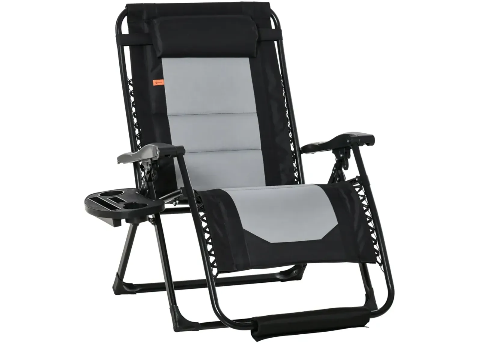 Black Patio Lounger: Zero Gravity Recliner with Cup Holder