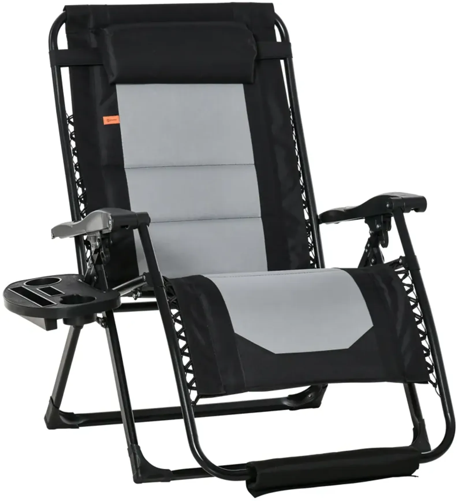 Black Patio Lounger: Zero Gravity Recliner with Cup Holder