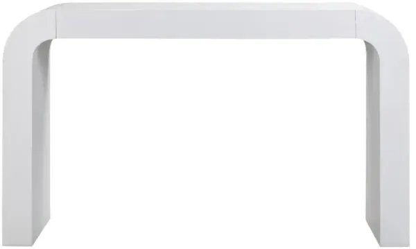 FurniFact Elegant Curved White Console Table Perfect for Modern Entryways and Decor