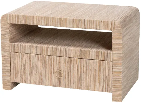 bali & pari Hannah Bohemian Woven Grasscloth 1 Drawer Nightstand