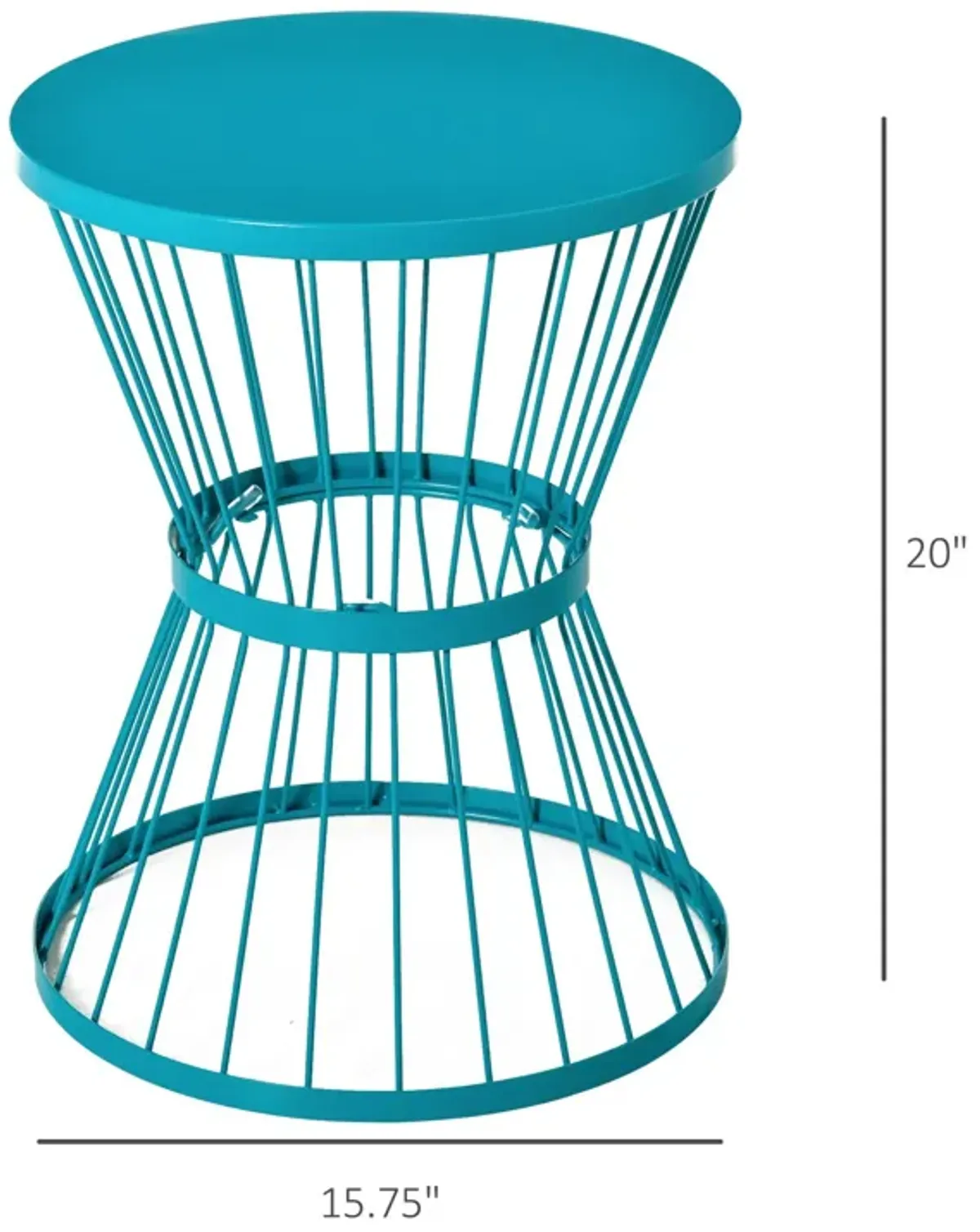 Blue Outdoor Accent: 16" Round Hourglass Steel Patio Side Table