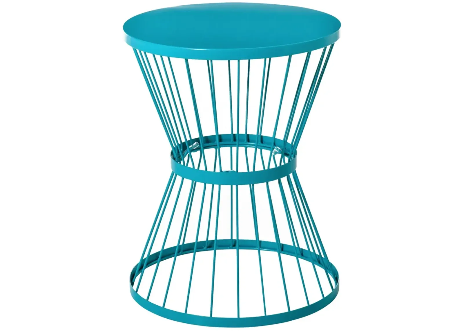 Blue Outdoor Accent: 16" Round Hourglass Steel Patio Side Table