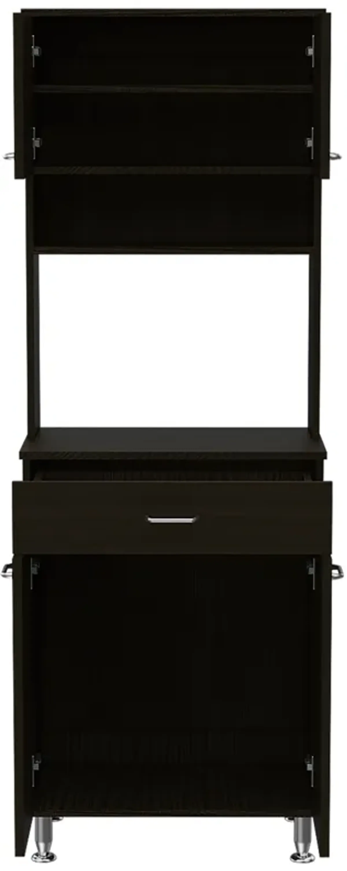 DEPOT E-SHOP Helis 60 Pantry Double Door Cabinet, One Drawer, Four Legs, Three Shelves