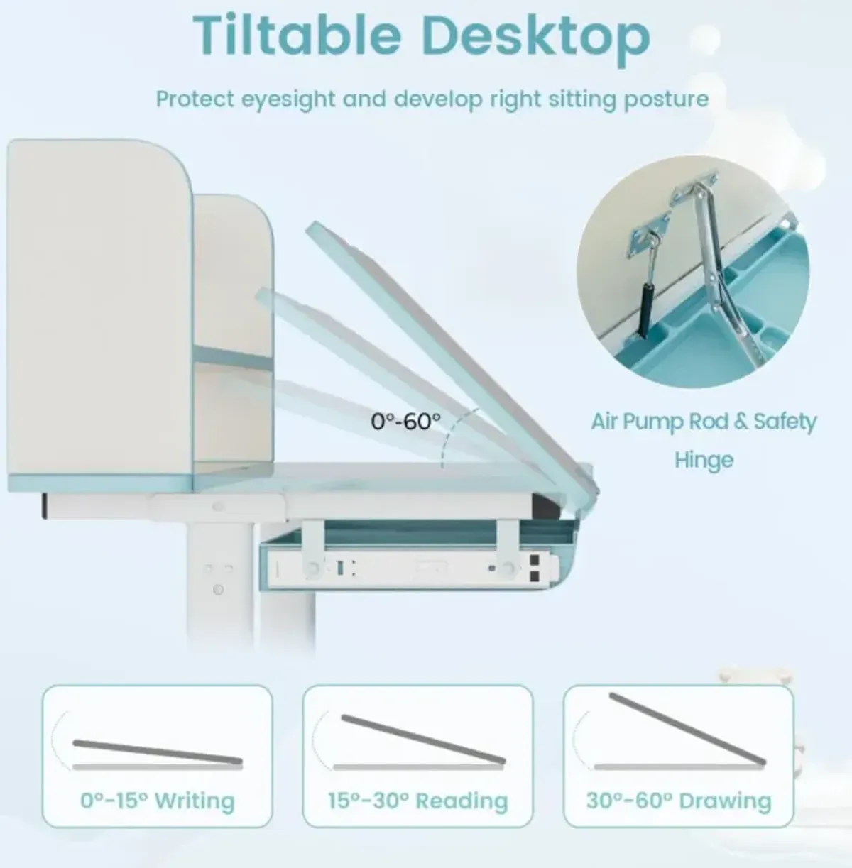 Hivvago Kids Desk and Chair Set with Adjustable Height and Tilted Desktop