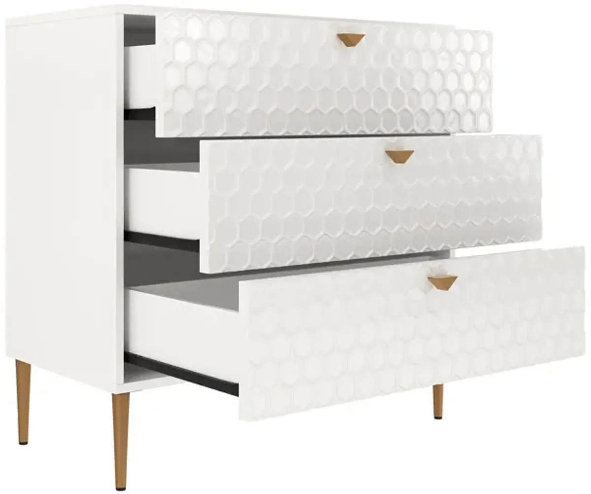 White Accent Storage Cabinet with 3-Drawer Chest