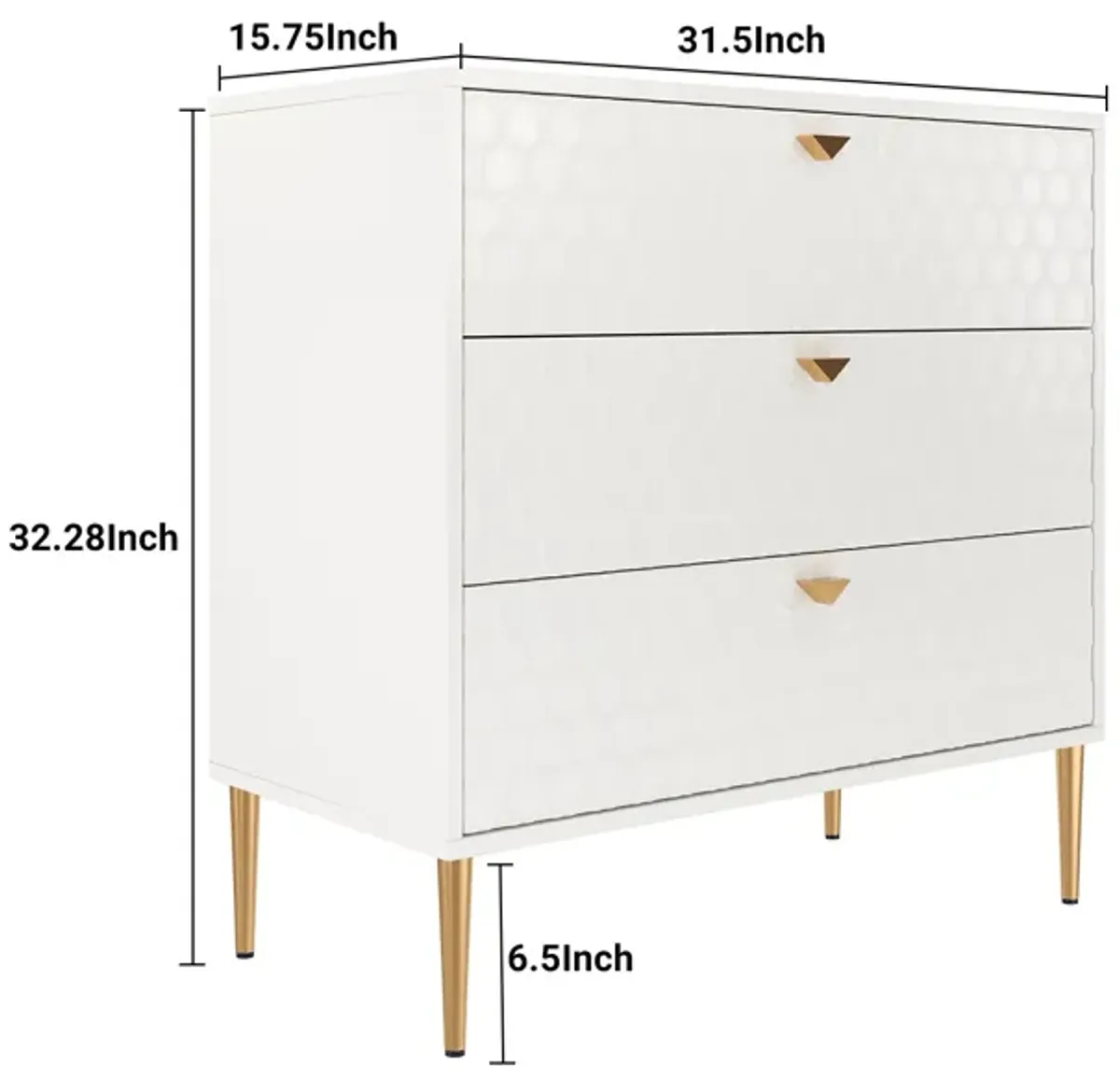 White Accent Storage Cabinet with 3-Drawer Chest