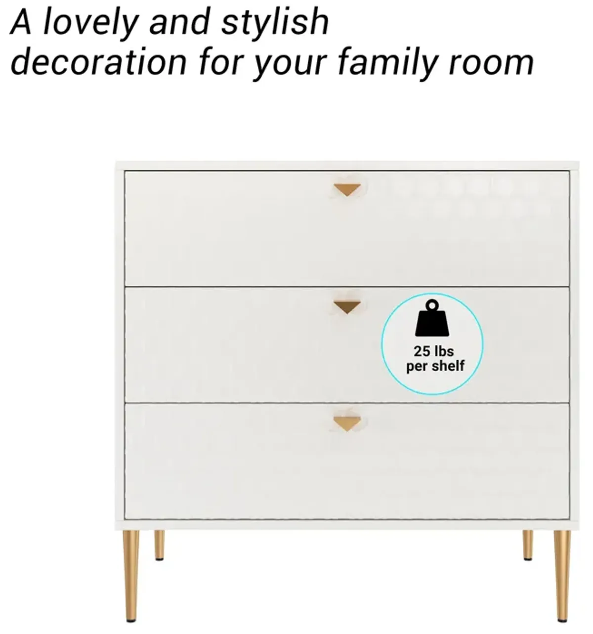 White Accent Storage Cabinet with 3-Drawer Chest