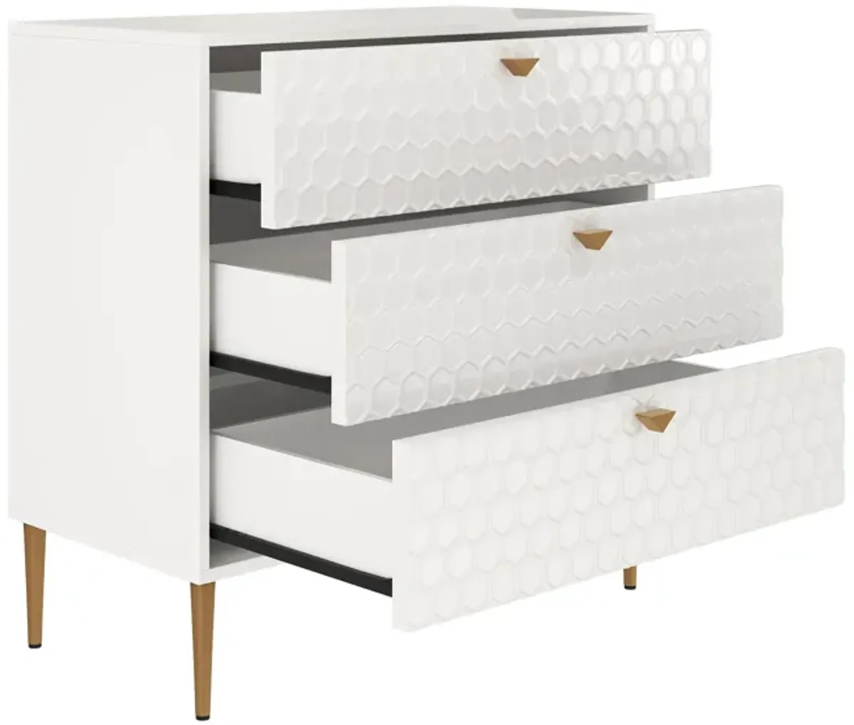 White Accent Storage Cabinet with 3-Drawer Chest