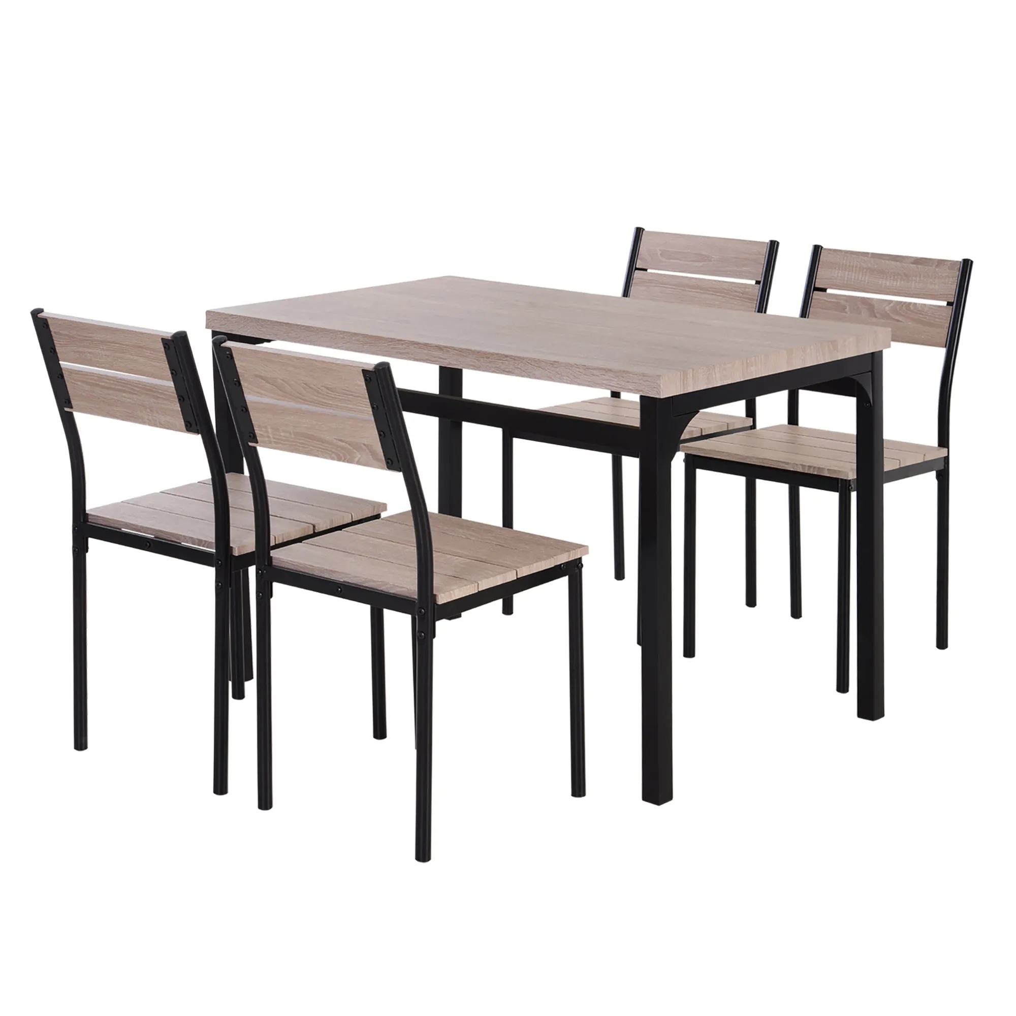 Traditional Dark Dining: 5-Piece Black Wood Grain Table & Chairs Set