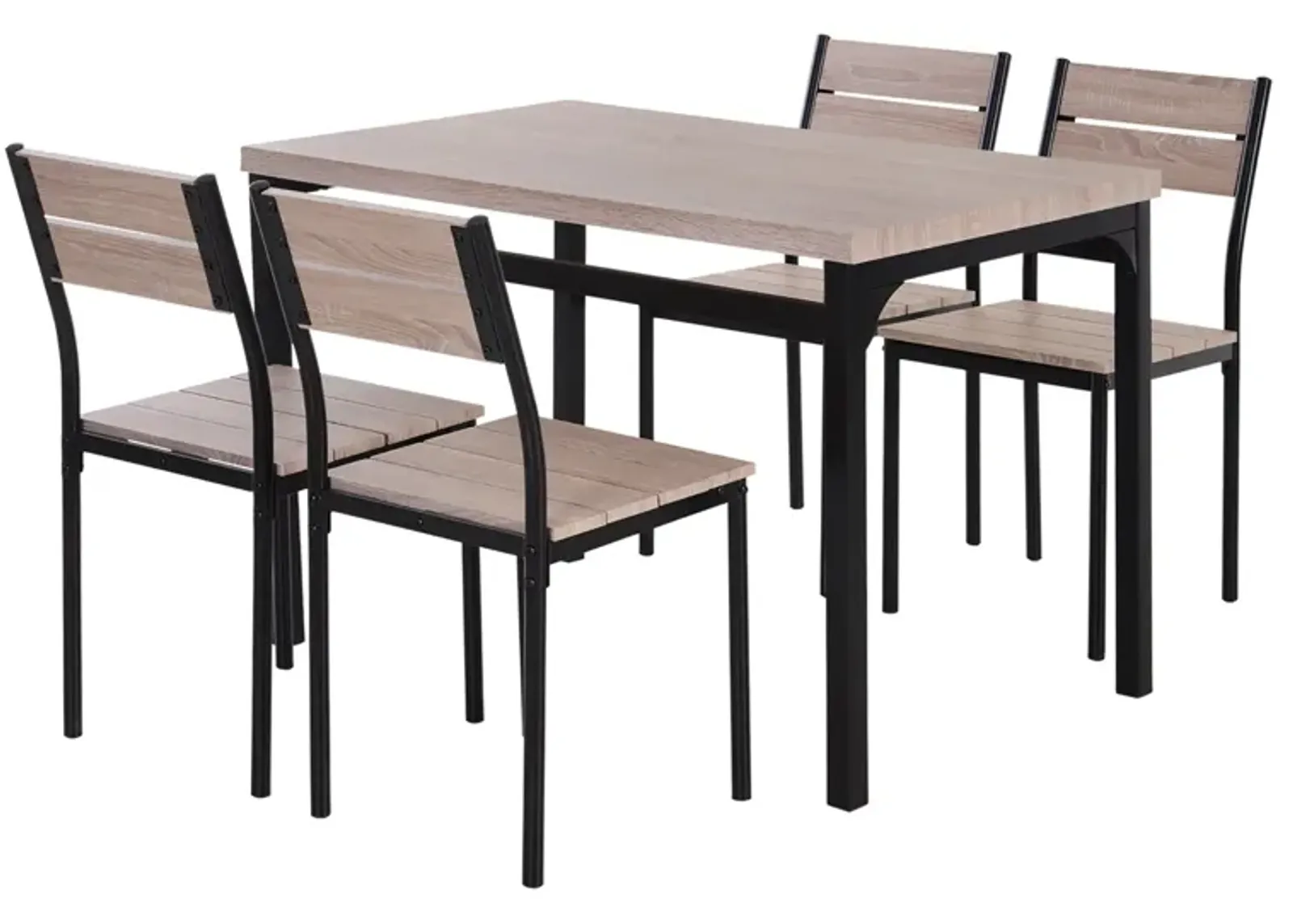 Traditional Dark Dining: 5-Piece Black Wood Grain Table & Chairs Set