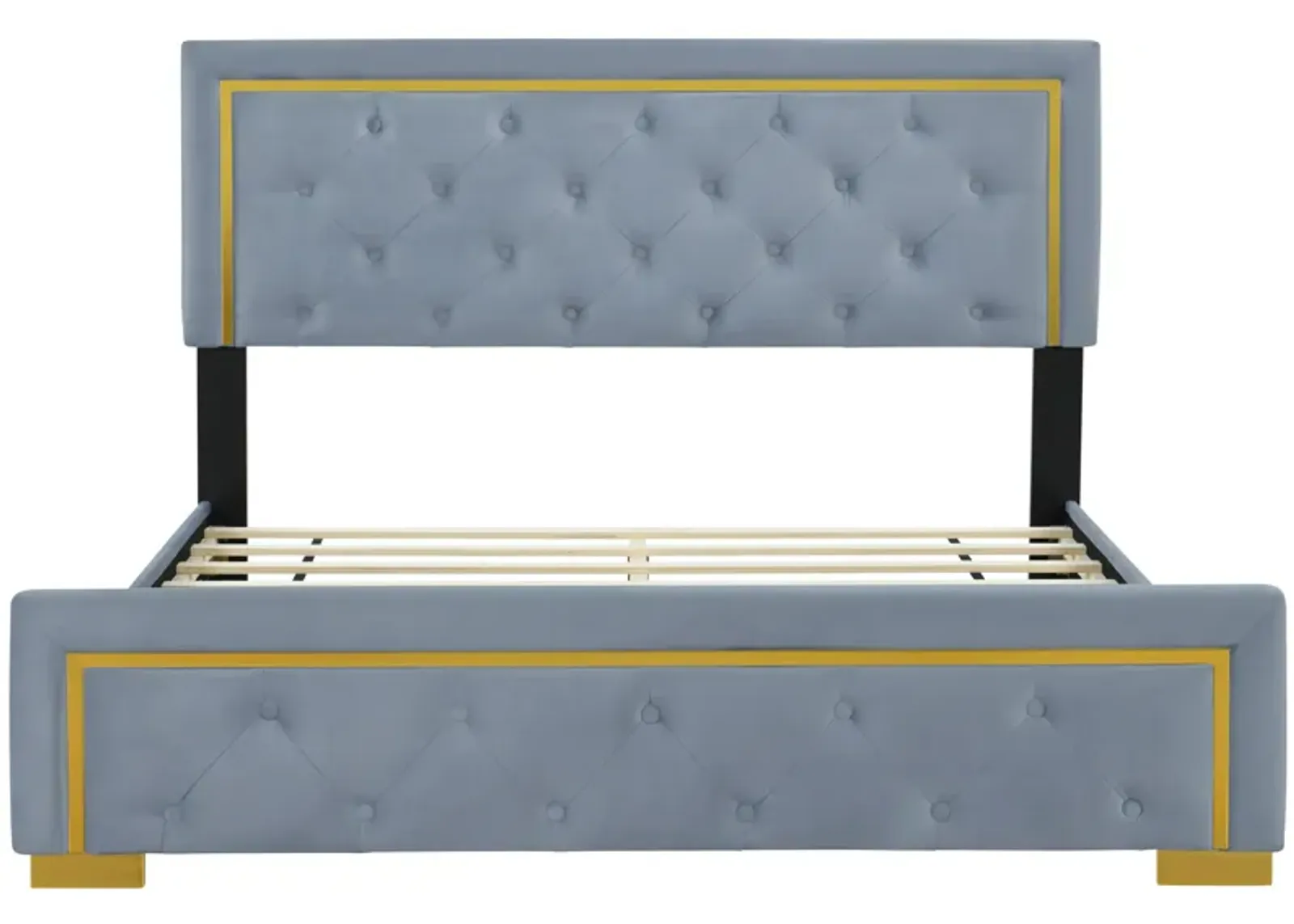 Merax Velvet Upholstered Platform Bed Frame