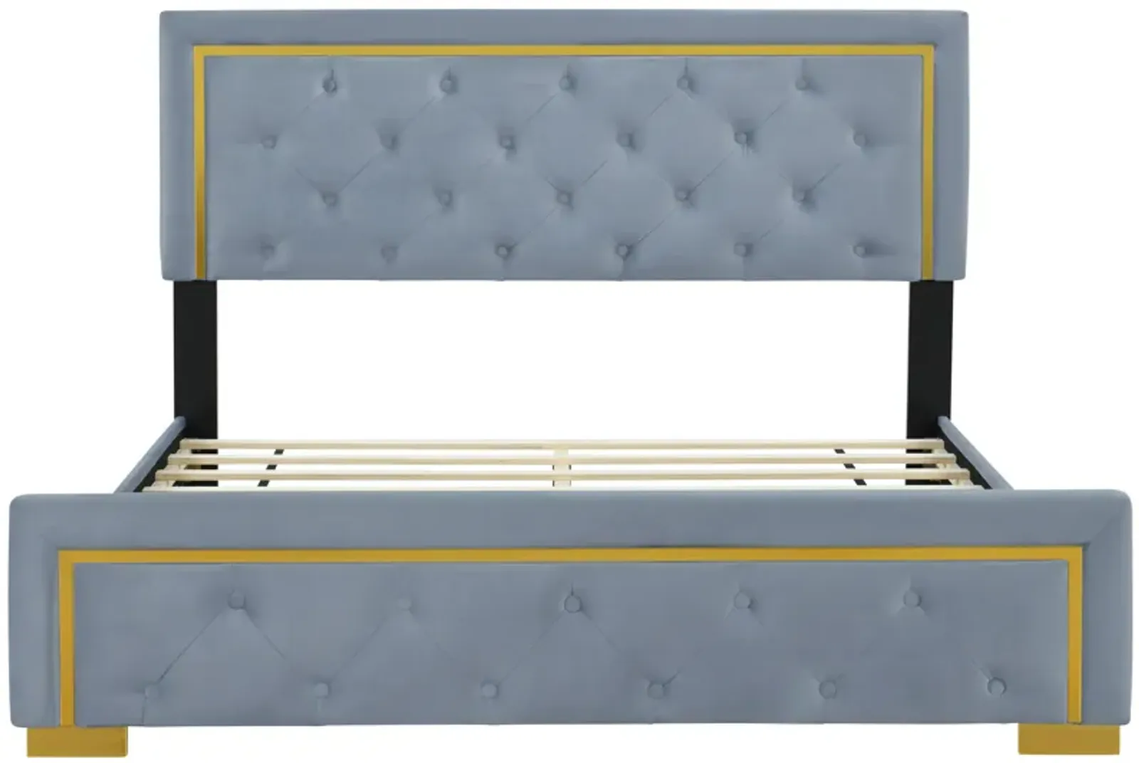 Merax Velvet Upholstered Platform Bed Frame