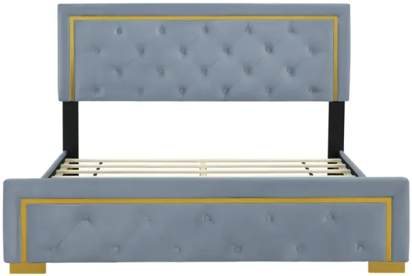 Merax Velvet Upholstered Platform Bed Frame