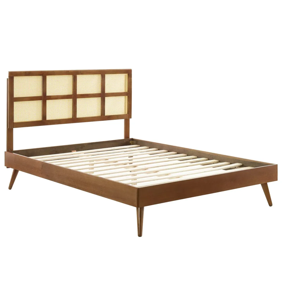 Modway - Sidney Cane and Wood Queen Platform Bed with Splayed Legs