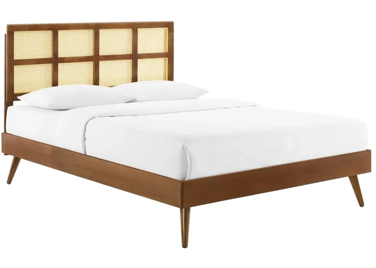 Modway - Sidney Cane and Wood Queen Platform Bed with Splayed Legs