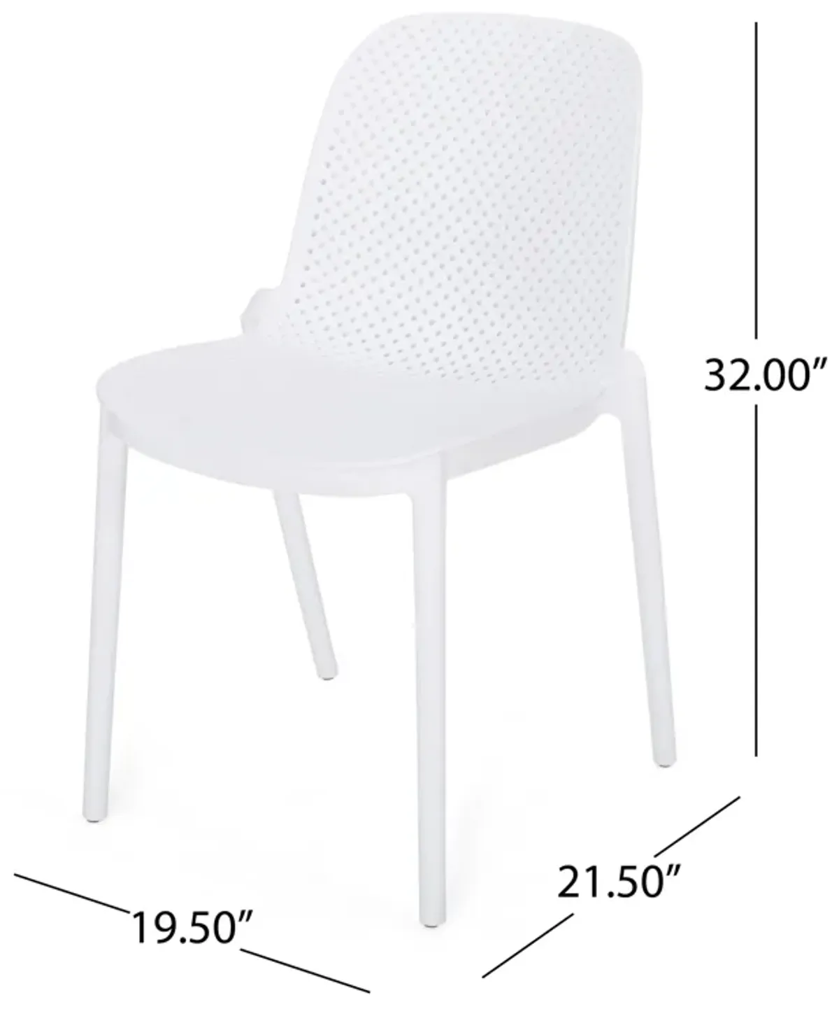 Outdoor Patio Chair Set of 2, Perforated Ergonomic, Weather Resistant White