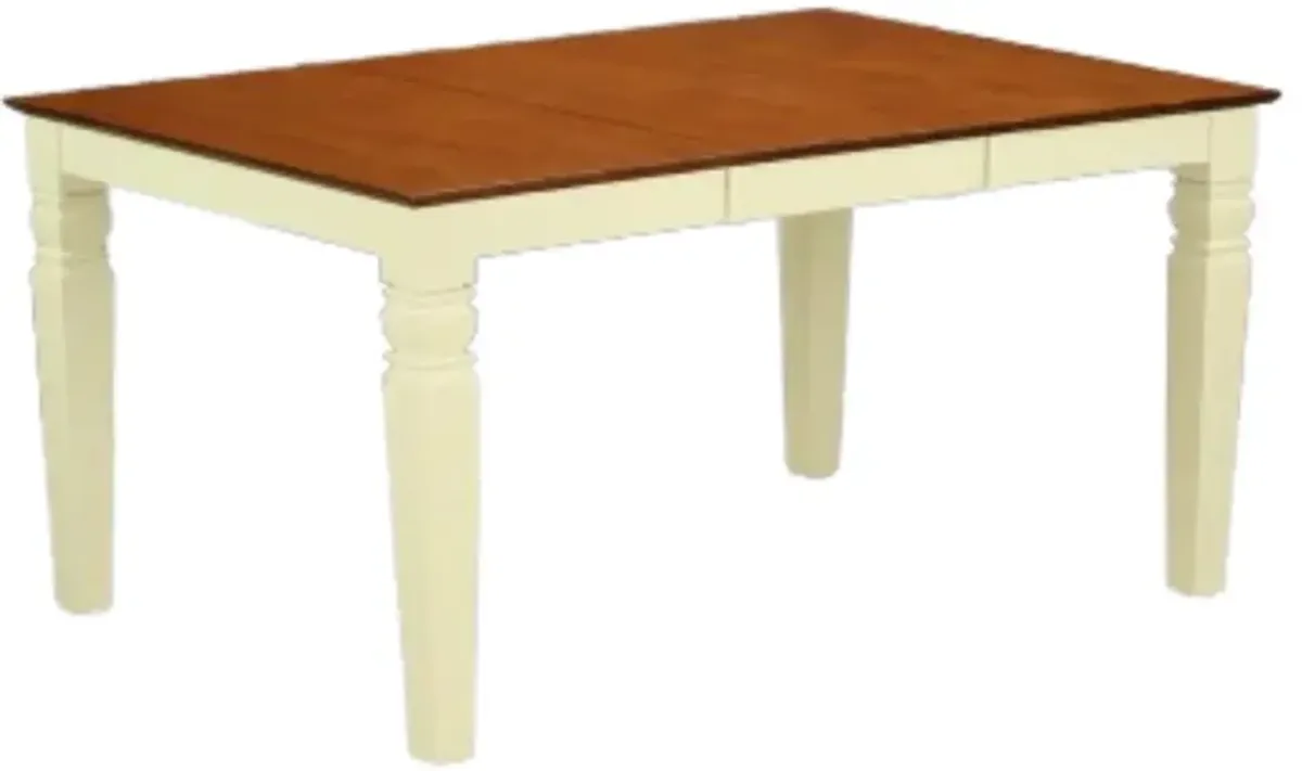 Weston  Rectangular  Dining  Table  with  18  in  butterfly  Leaf  in  Buttermilk  and  Cherry  finish