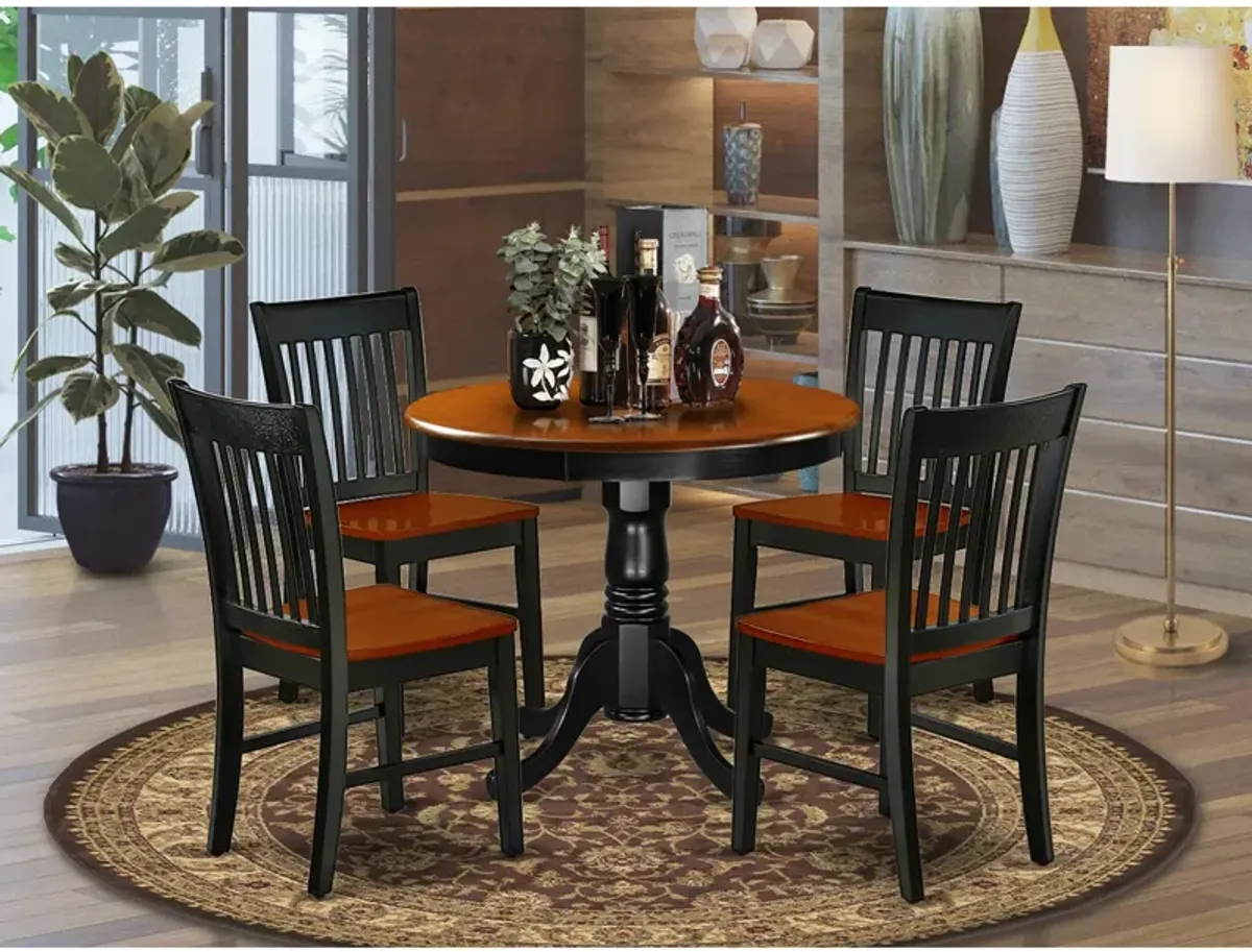 East West Furniture Dining Room Set Black & Cherry, ANNO5-BCH-W