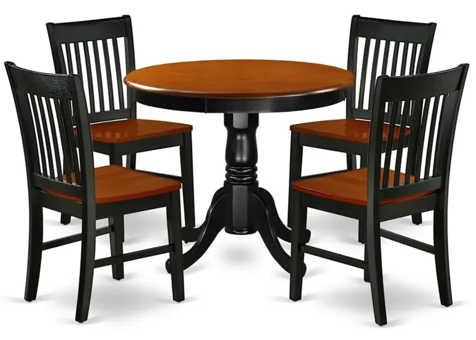 East West Furniture Dining Room Set Black & Cherry, ANNO5-BCH-W