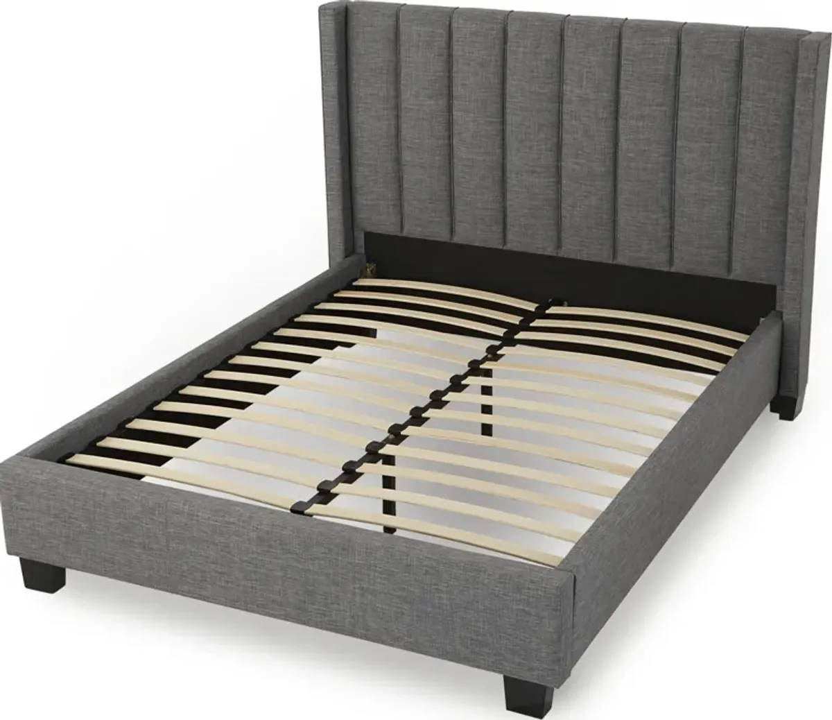 Palermo Queen-size Upholstered Footboard Storage Bed in Dark Stone