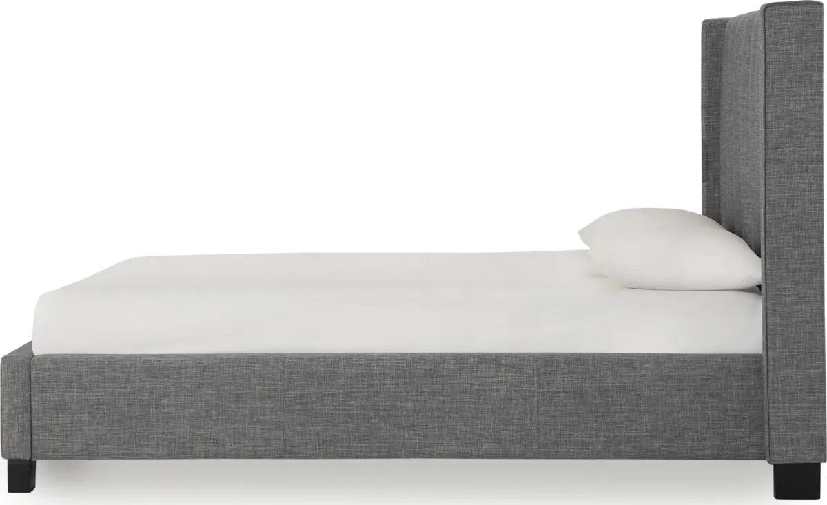 Palermo Queen-size Upholstered Footboard Storage Bed in Dark Stone