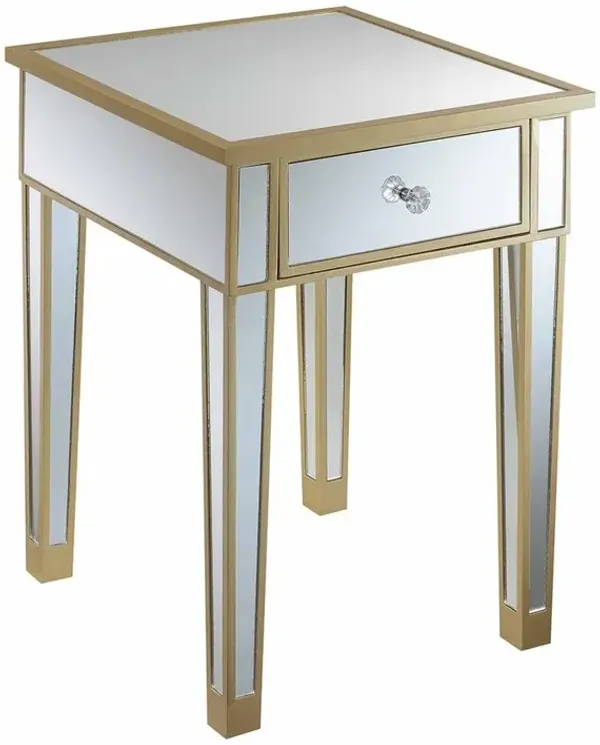 Convenience Concepts Gold Coast Mirrored End Table with Drawer