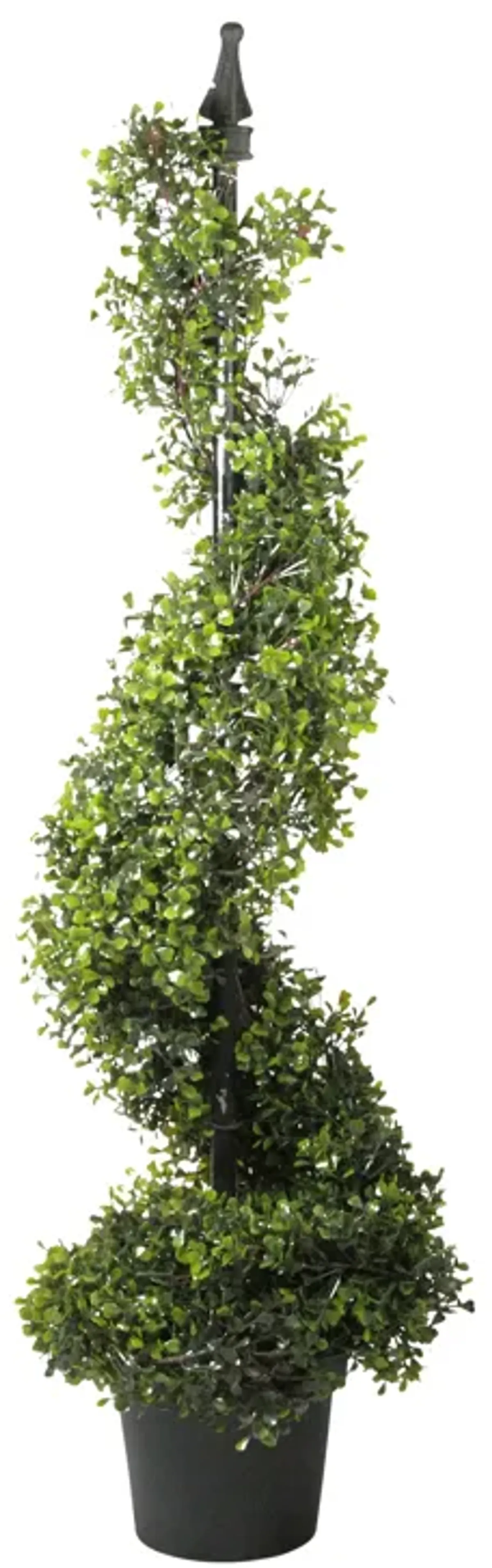 3.75' Two-Tone Boxwood Spiral Potted Artificial Topiary - Unlit