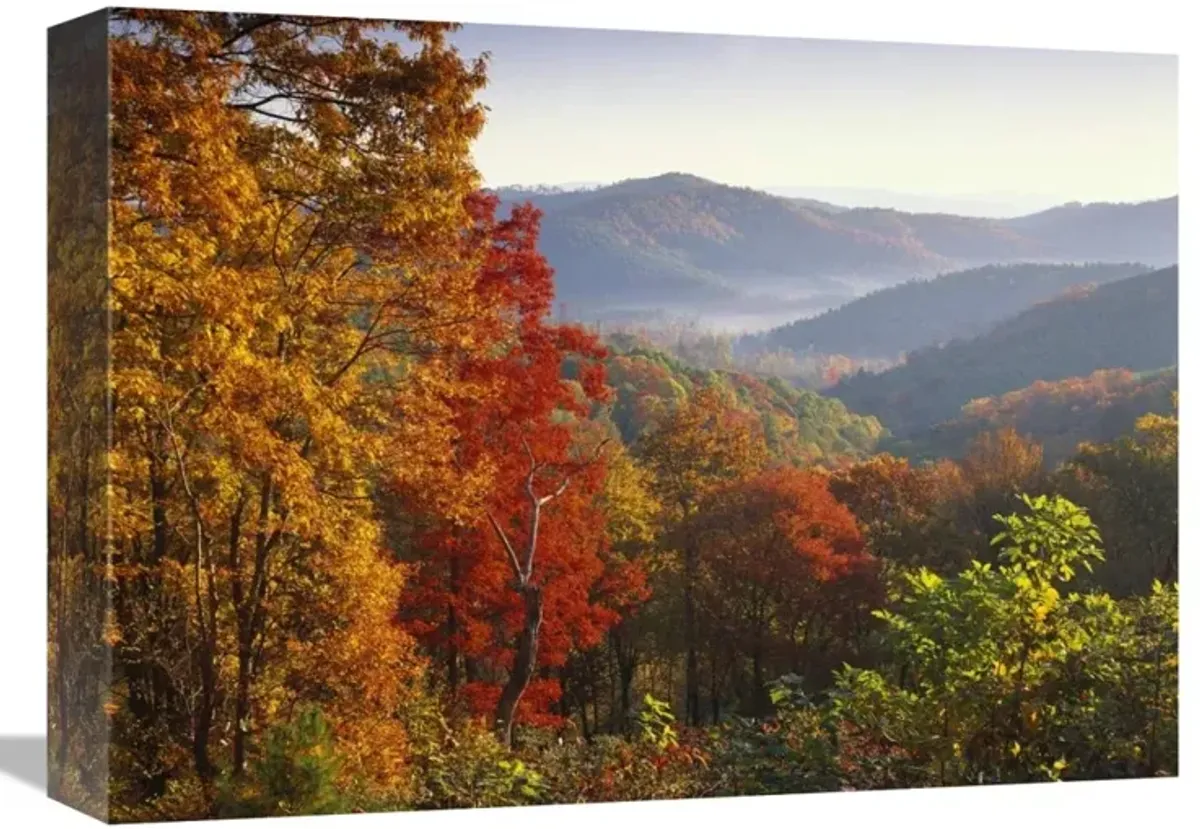 Autumn foliage on Blue Ridge Range near Jumping Off Rock, North Carolina-Canvas Art-16x12